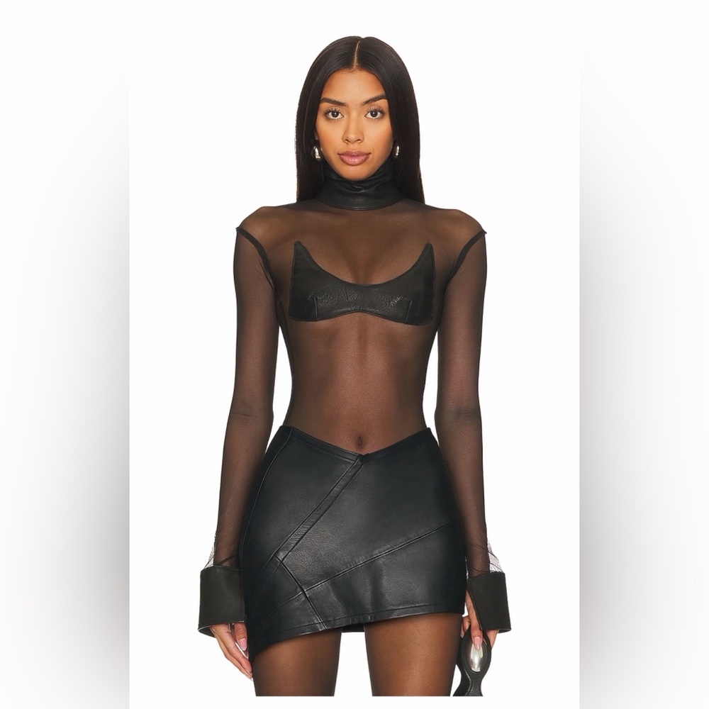 SAMI MIRO VINTAGE Black Sheer Bodysuit